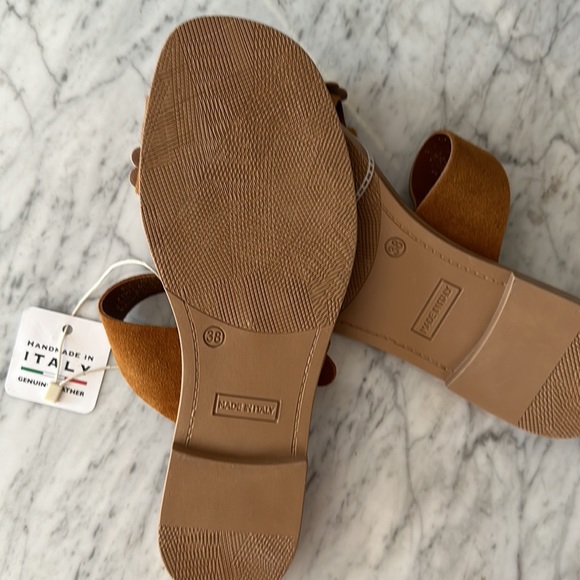 New Handmade Italian Sophia Milano Suede Flowers Flat Slip On Sandals  Size 7.5 - Picture 7 of 11